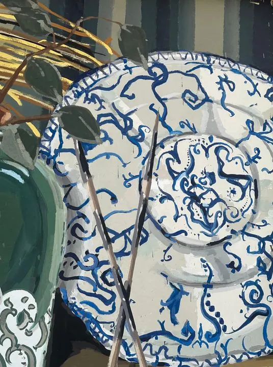 Assiette bleue (détail) — Yassin Boujghama